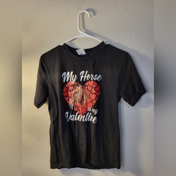 Children's Black Horse Valentine T-Shirt - Picture 1 of 4